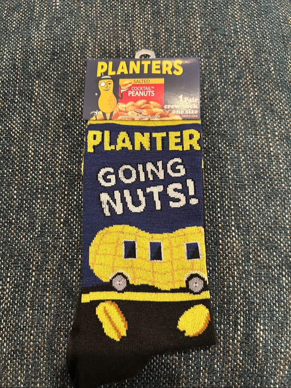 Planters 'Going Nuts!' Navy & Yellow Crew Socks